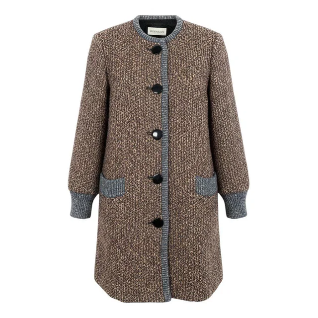 Saint Laurent Long Knit Coat Mixed Mohair Blend M Multicolor in Multicolor from The Reluxe