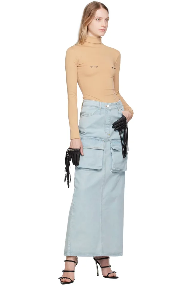 Lado Bokuchava Blue Cargo Denim Maxi Skirt, photo 4 of 4 from SSENSE