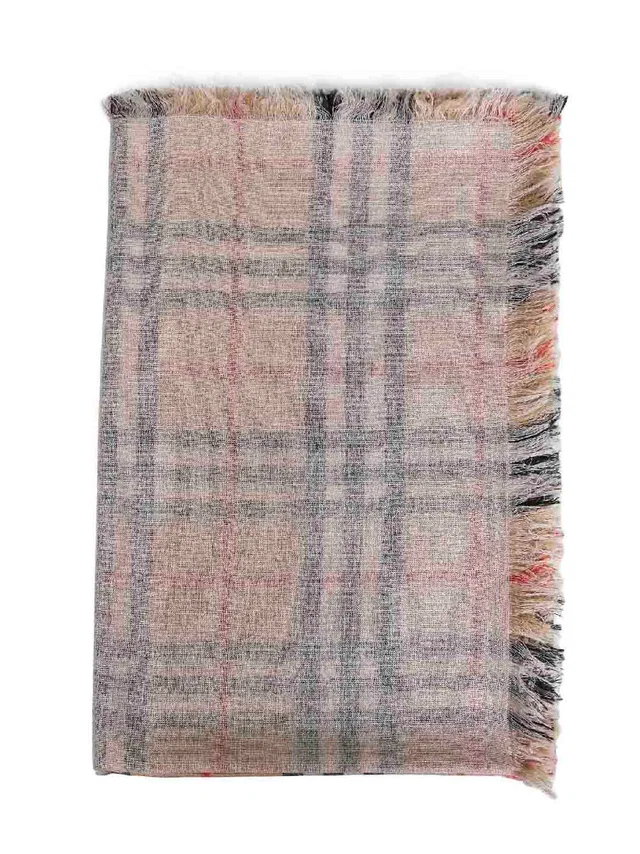 Burberry Archive Beige Check Silk And Wool Scarf — Scarfs in Beige Silk from HEWI