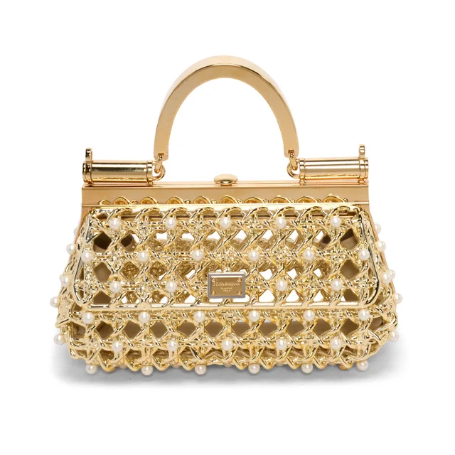 Dolce & Gabbana Pearl Caged Sicily Bag in Gold from Blue Spinach