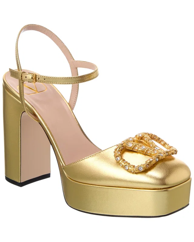 Valentino VLogo Leather Platform Pump, image 1 of 1 from Gilt