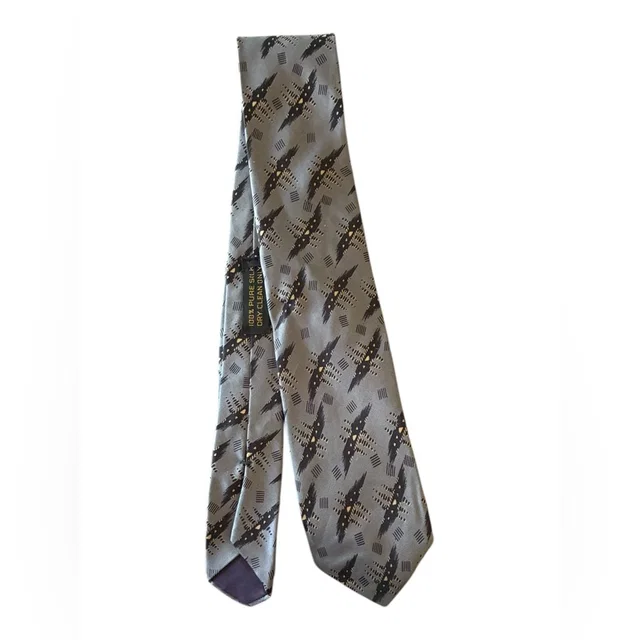 Giorgio Armani Vintage Handmade Silk Tie | Abstract Geometric Print | Euc in gray|black Silk from Poshmark