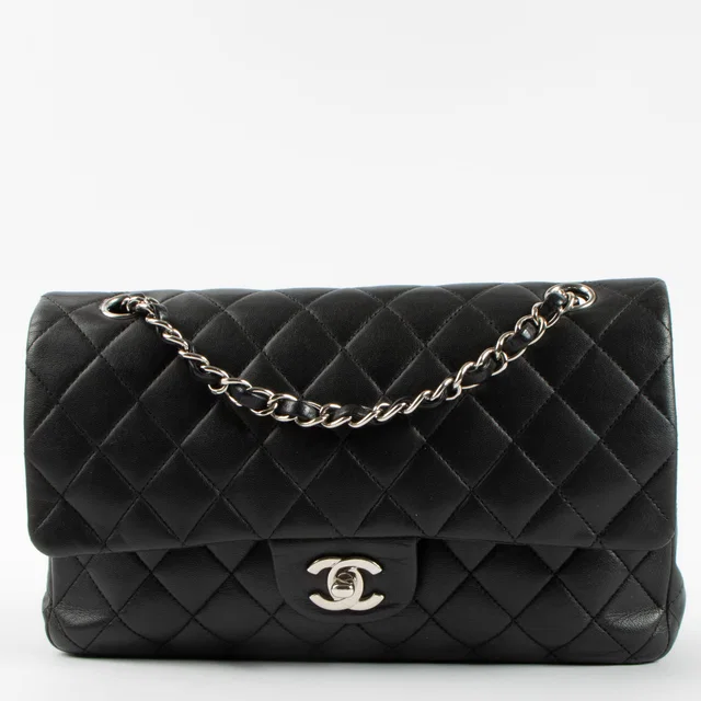 Chanel Black Lambskin Medium Classic 11.12 Bag in Black Lambskin from Labellov