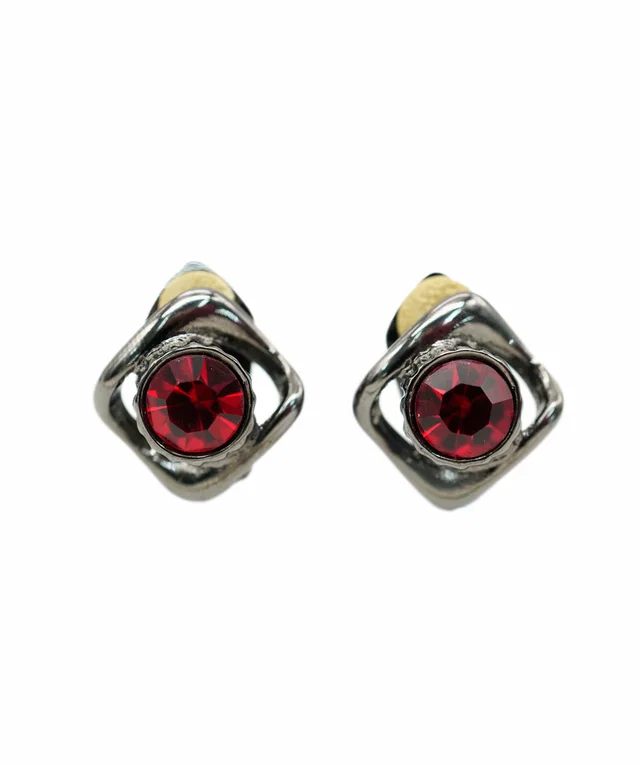 Saint Laurent ruby clip on earrings in Leather from Luxury Promise