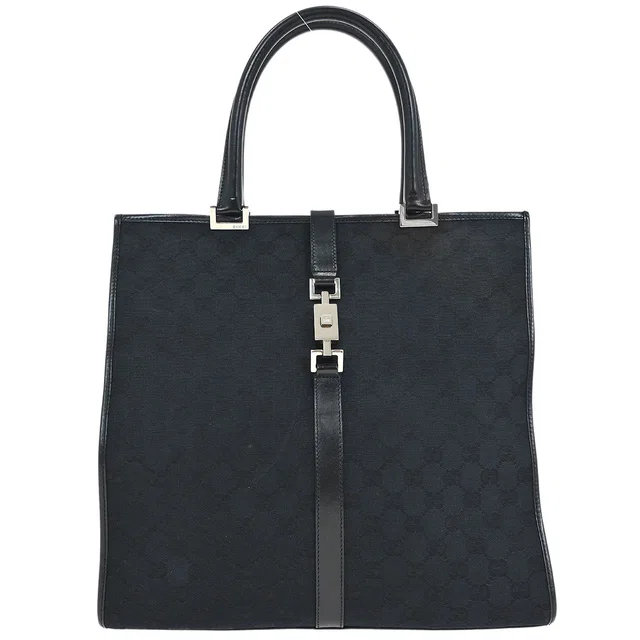 Gucci Black GG Jackie Handbag in Black Canvas from AMORE Vintage Tokyo