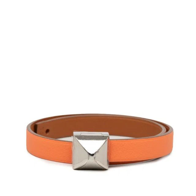 Orange Hermès Swift Medor Infini Double Tour Bracelet T2 in Orange Swift leather from Designer Revival