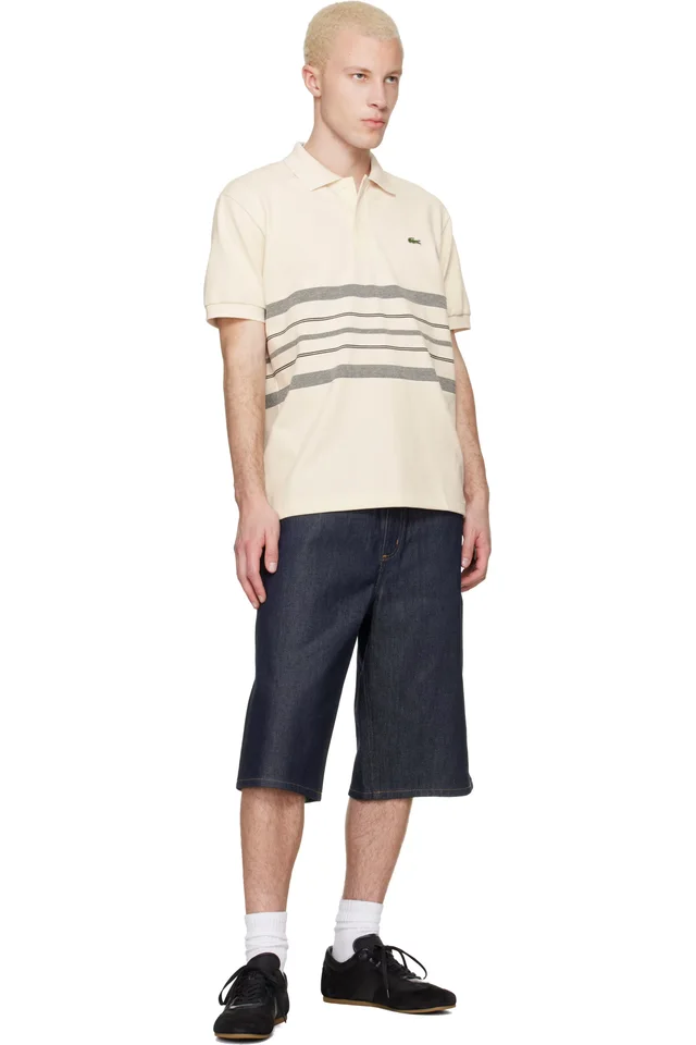 Lacoste Off-White 'French Made' Classic Fit Striped Polo, photo 4 of 4 from SSENSE