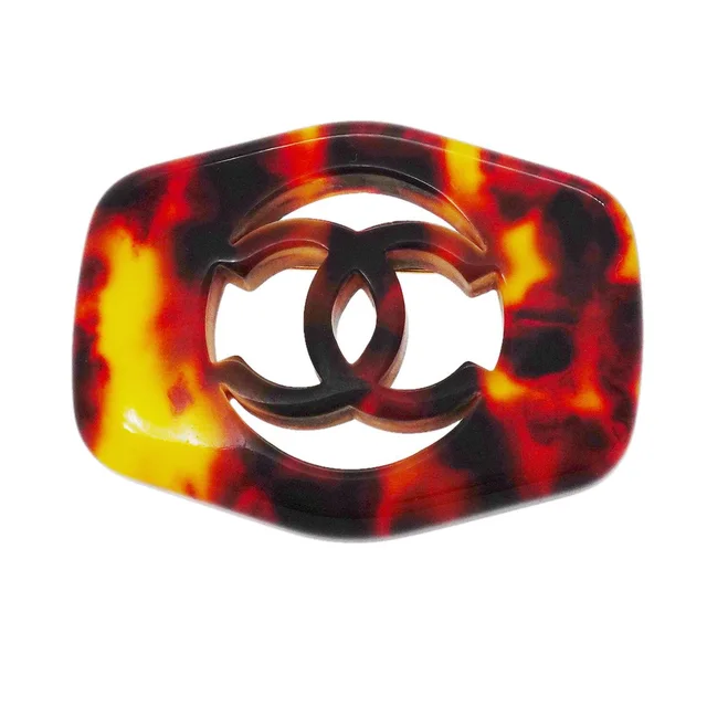 Chanel Brooch Vintage CC Logo Tortoiseshell Gold Plated in Gold from The Reluxe