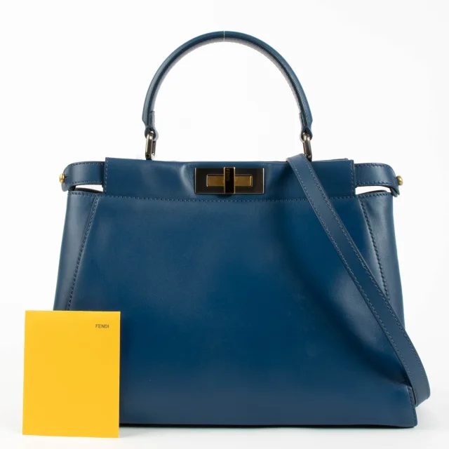 Fendi Medium Peekaboo Bag in Blue Leather from Labellov, photo 2 of 4