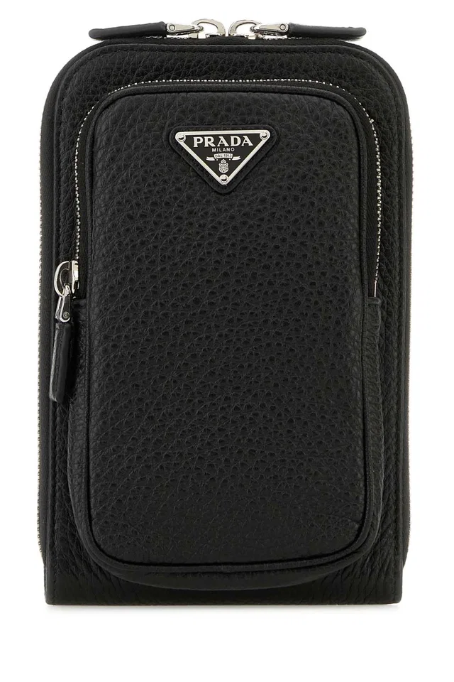 Prada Calfleather Phone Case — Black Wallet in Black from HEWI