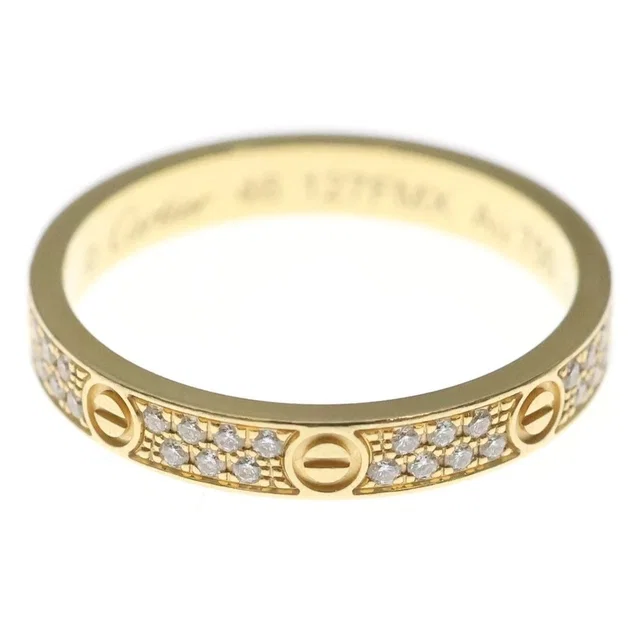 Cartier Mini Love Pave Diamond Ring 18K PG Pink Gold in Pink from The Reluxe
