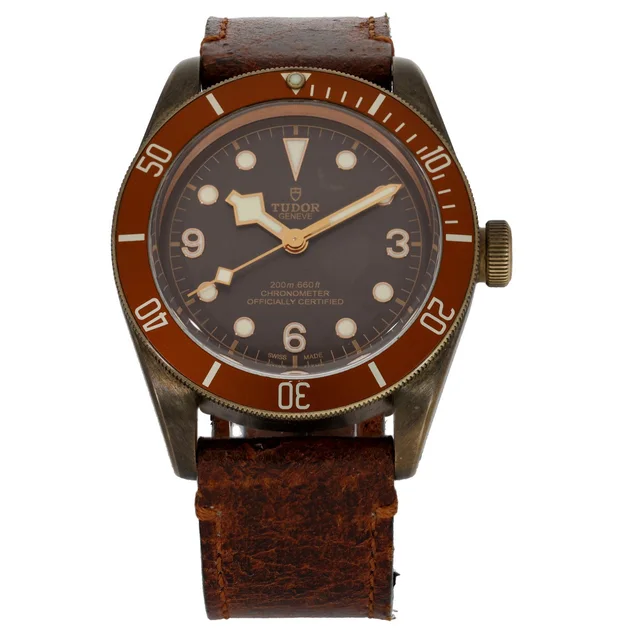 Tudor Heritage Black Bay 79250B 43mm Bronze Watch in Black Leather from H&T