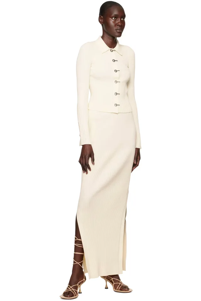 Dion Lee Off-White Gradient Rib Maxi Skirt, photo 4 of 4 from SSENSE