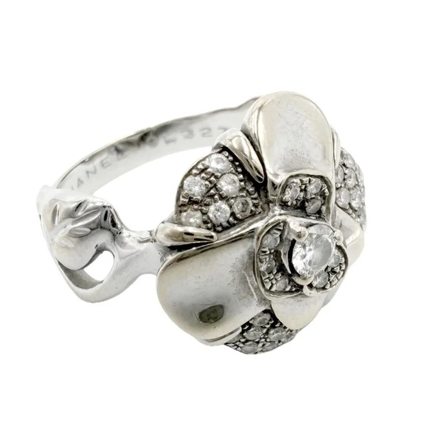 Chanel Ring Camellia Accessory Sally 18K White Gold Diamond Vintage in White from The Reluxe