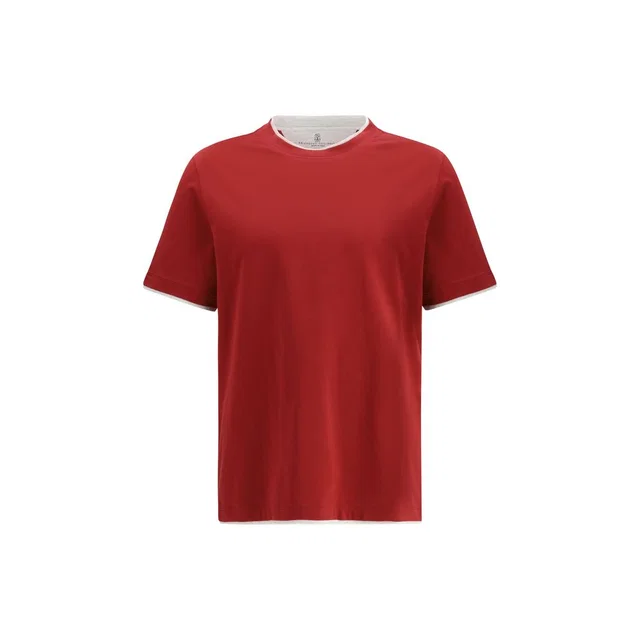 Brunello Cucinelli Red Cotton T-Shirt in Red from HEWI
