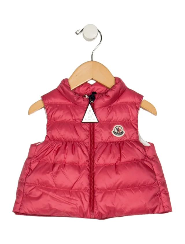Moncler puffer vest with zip closure w/Tags in pink from The RealReal