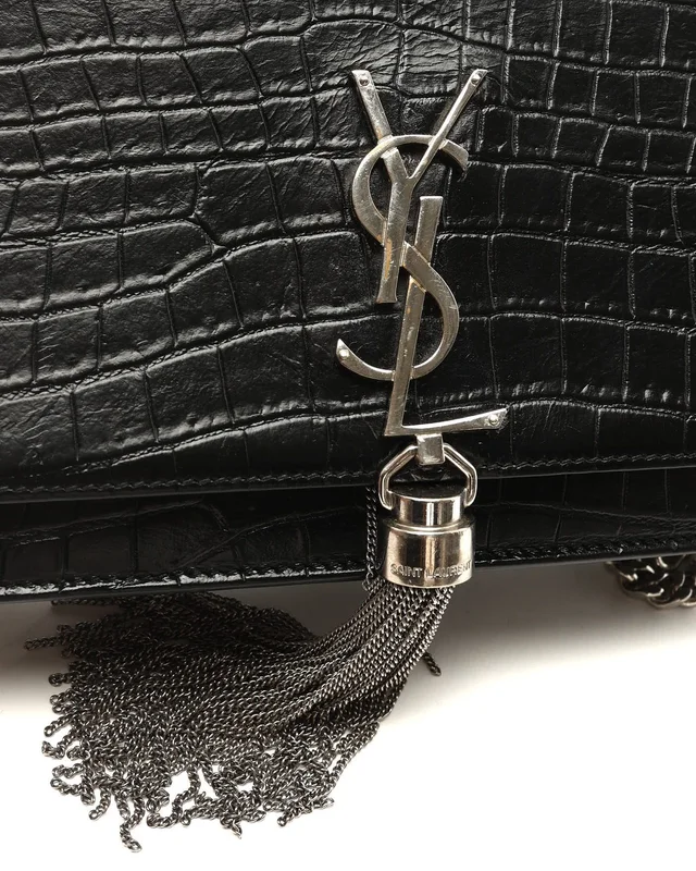 Saint Laurent Croc Kate Wallet On Chain Bag in Crocodile from A Retro Tale, photo 6 of 9