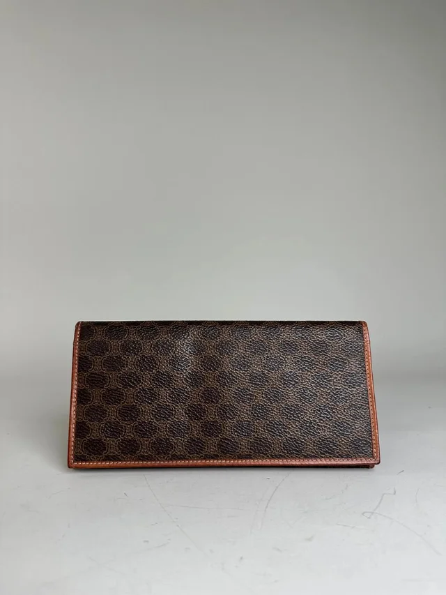 Celine Vintage Macadam Canvas Wallet Brown Tan in red|brown Canvas from Grailed