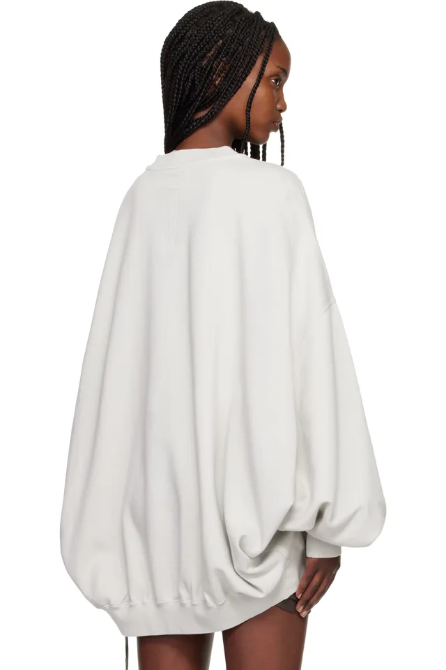 Rick Owens DRKSHDW Off-White Temple Hun Crewneck Sweatshirt, photo 3 of 4 from SSENSE
