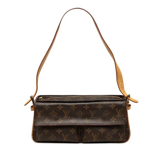 Brown Louis Vuitton Monogram Viva Cite MM Shoulder Bag in Brown Coated canvas from Designer Revival