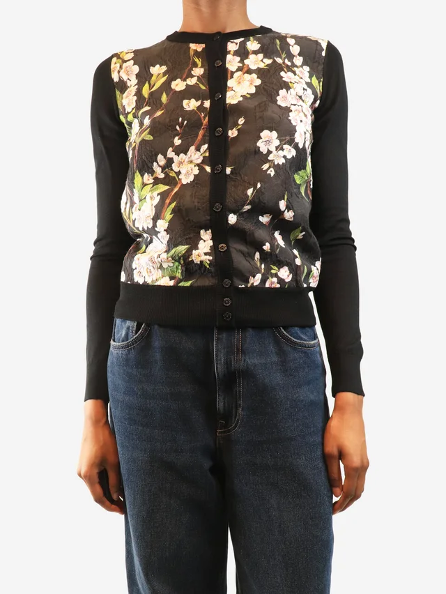 Dolce & Gabbana Black floral cardigan - size UK 8 in Black from Sign of the Times