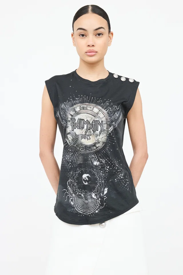 Balmain Graphic Cotton Tank from VSP Consignment