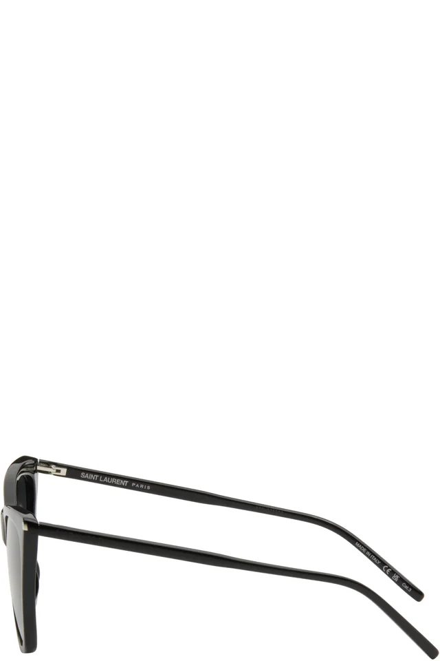 Saint Laurent Black SL 214 Kate Thin Sunglasses, photo 3 of 4 from SSENSE