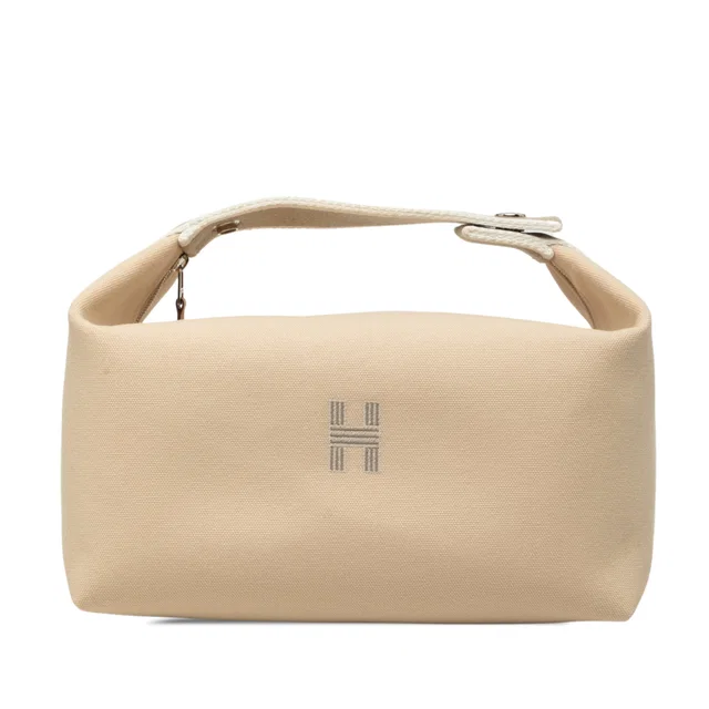 Beige Hermès Large Toile Bride A Brac Case Vanity Bag in Beige Canvas from Designer Revival