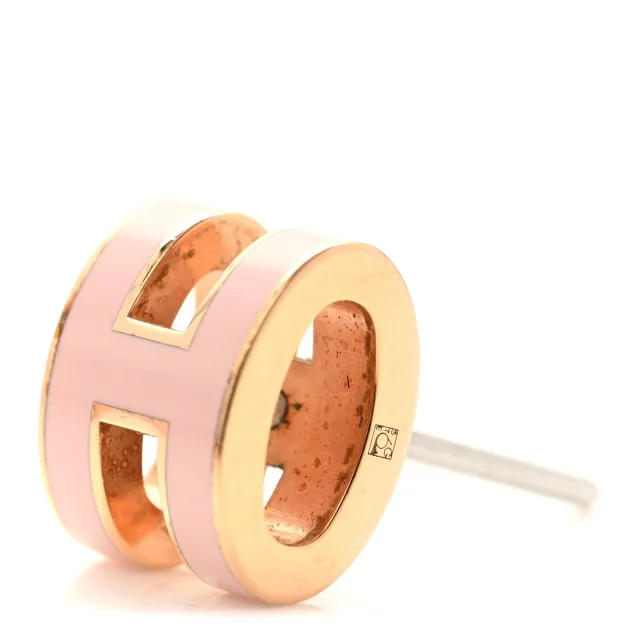 Hermès Rose Gold Lacquered Mini Pop H Earrings Rose Dragee in Pink from FASHIONPHILE, photo 4 of 6