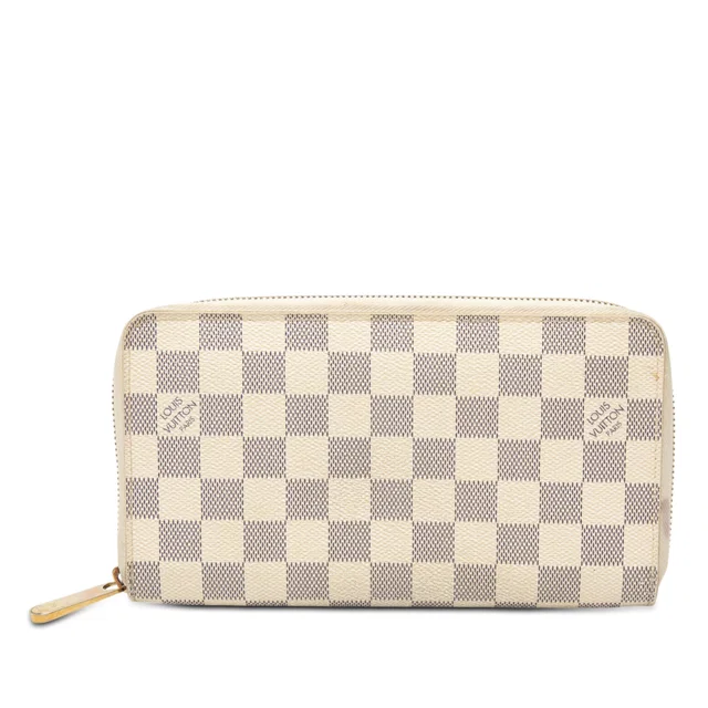 White Louis Vuitton Damier Azur Zippy Organizer Wallet in White Canvas from Designer Revival