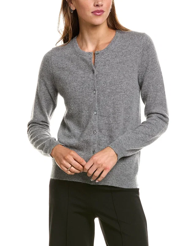 InCashmere Basic Crewneck 100% Cashmere Cardigan, image 1 of 1 from Gilt