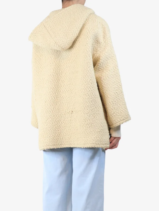 Celine Banana cream wool hooded dufffle coat - size UK 6 in White Wool from Sign of the Times, photo 2 of 3