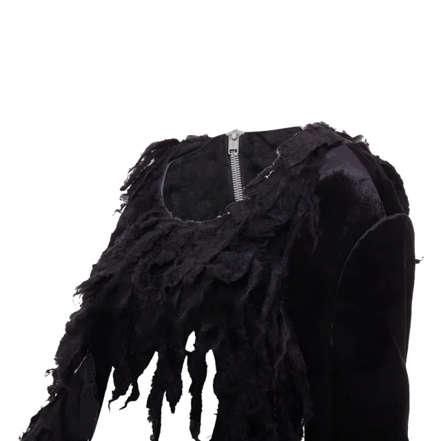 COMME DES GARCONS 2019 Runway black shredded silk fringe multi sleeve top XS in black, photo 2 of 6 from ShopSimon