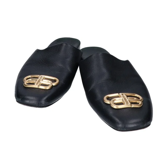 Balenciaga BB Logo Leather Sandals in Leather from The Reluxe