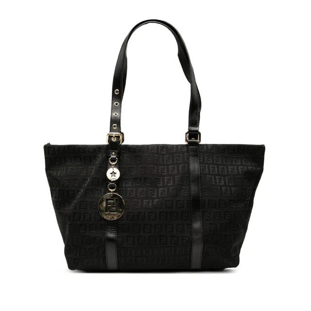 Black Fendi Zucchino Canvas Superstar Tote in Black Canvas from Designer Revival