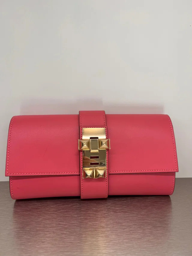 Hermès Medor Clutch Rose Lipstick Swift GHW #P (Y2012) in Pink Swift leather from Luxury Promise