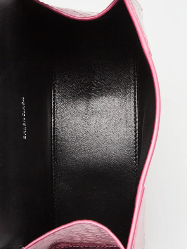 Balenciaga Pink Metallic Croc Embossed Patent Leather Hourglass XS Top Handle Bag in Pink Patent leather from Yoogis, photo 8 of 11