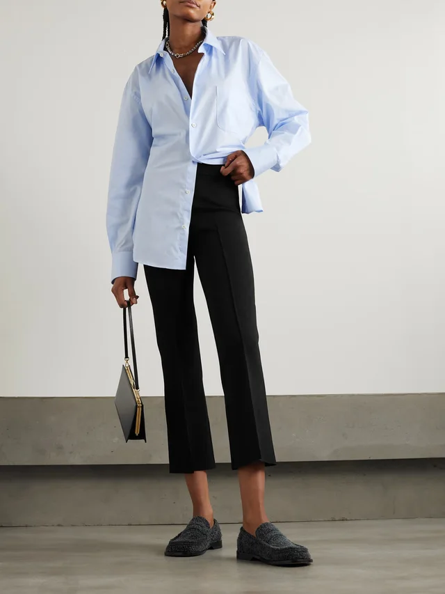 HIGH SPORT NSFW Crop Kick checked stretch-knit flared pants in black 68% Viscose 32% Lycra®, photo 2 of 5 from NET-A-PORTER (Canada)