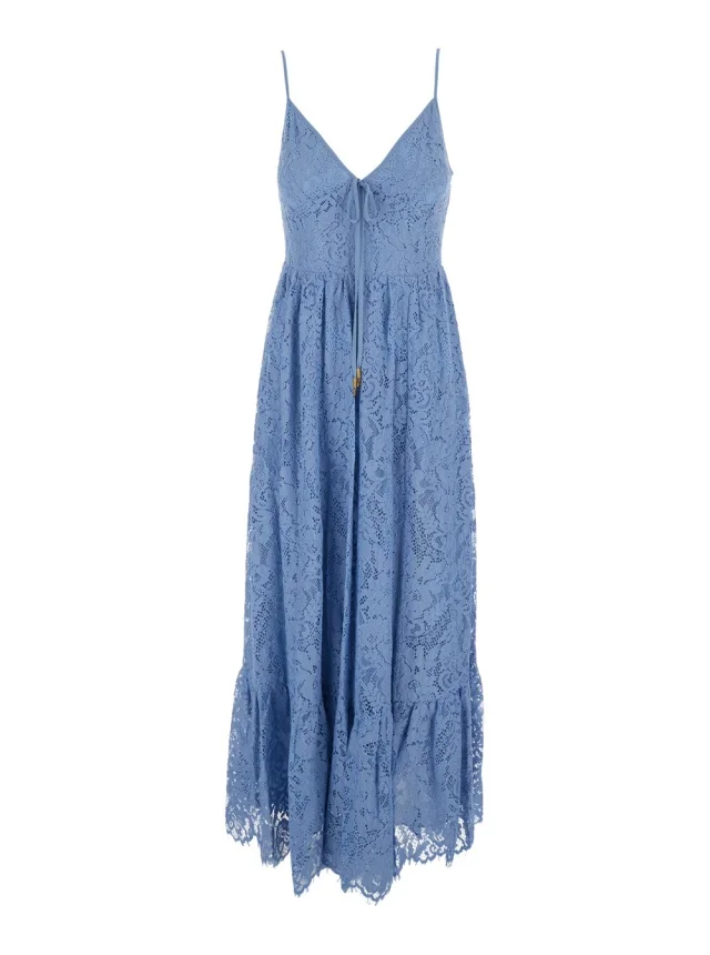 Michael michael kors light blue Long dress with V-neck and lace design in cotton blend woman in 70% Nylon 30% Cotton from Gaudenzi Boutique, photo 1 of 1