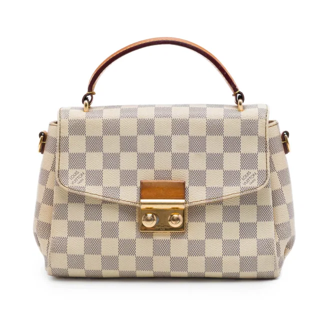 White Louis Vuitton Damier Azur Croisette Satchel in White Canvas from Designer Revival