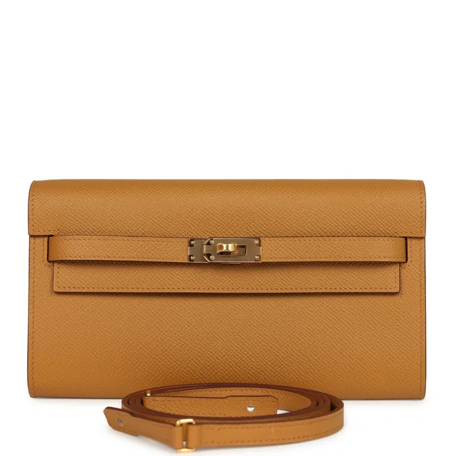 Hermès Kelly Wallet To Go Sesame Epsom Gold Hardware in Epsom leather from Madison Avenue Couture