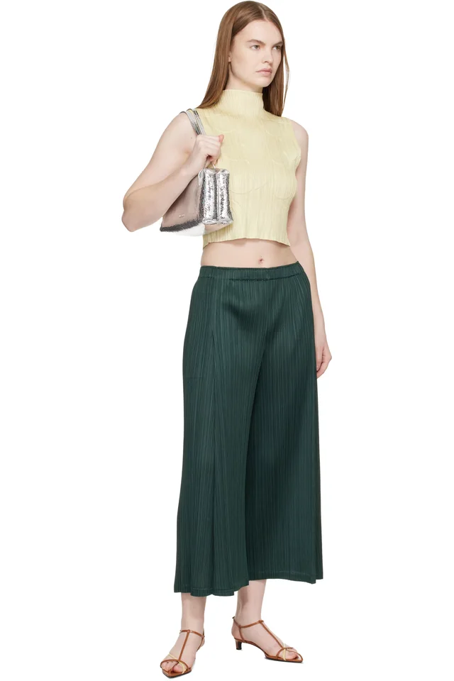 PLEATS PLEASE ISSEY MIYAKE Green Monthly Colors December Trousers, photo 4 of 4 from SSENSE