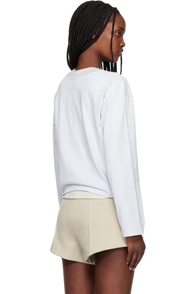 rag & bone White & Blue Kelly Boxy Striped Long-Sleeve T-shirt, photo 3 of 4 from SSENSE
