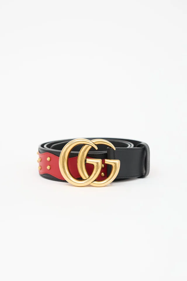 Gucci Leather Embellished GG Marmont Belt in Leather from VSP Consignment
