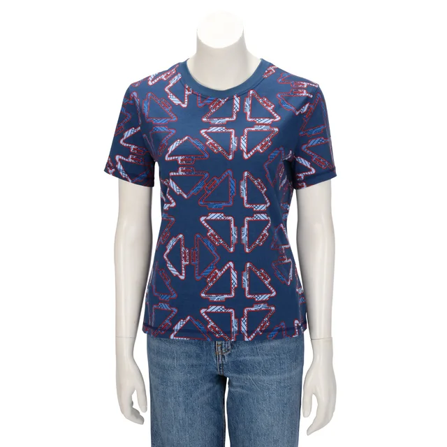 Hermès Cotton Tatersales Micro T-Shirt FR 42 in Navy from Blue Spinach