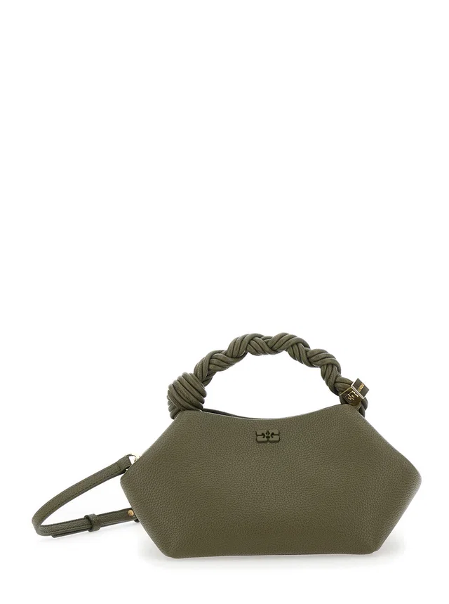 GANNI Shoulder Bag — Green Grained Leather in Green Caviar leather from HEWI