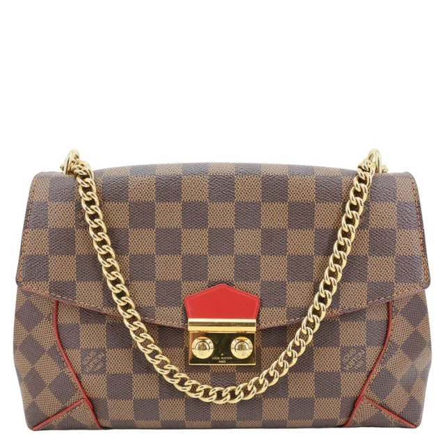Louis Vuitton Caissa Damier Ebene Chain Clutch Shoulder Bag Brown in Brown Canvas from Dallas Designer Handbags