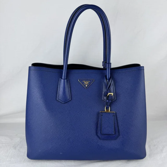 Prada Saffiano Cuir Double Medium Tote Bag in Metal, Saffiano, Saffiano Leather from Reowned, photo 2 of 11