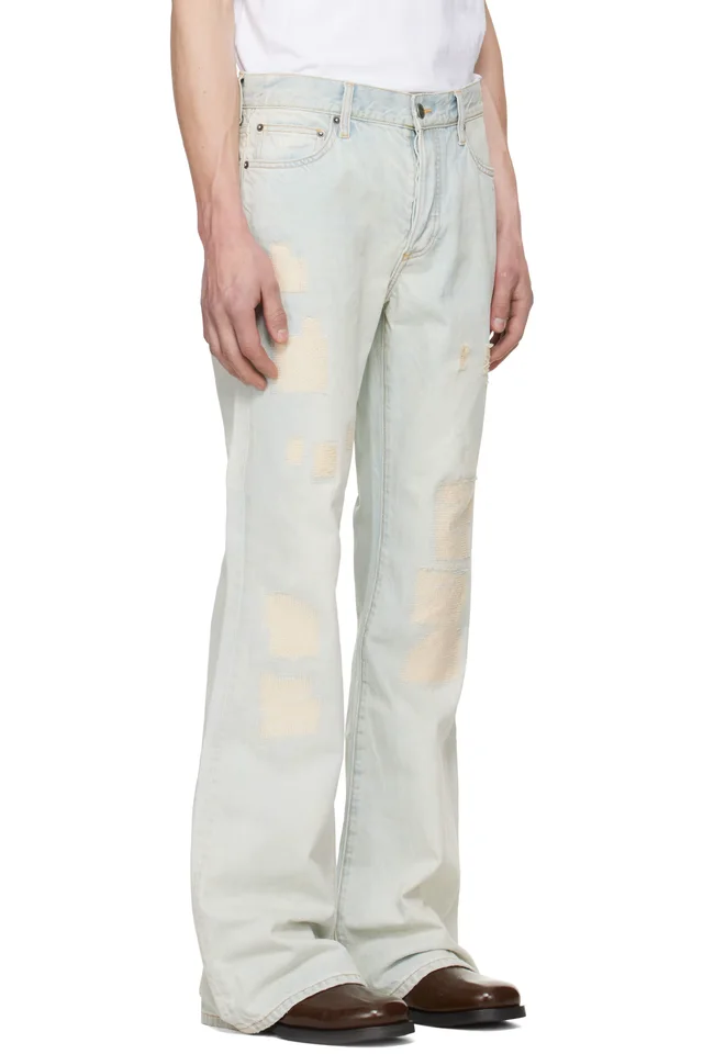 COÛT DE LA LIBERTÉ Blue Jimmy Crispy Rigid Denim Flare Jeans, photo 2 of 4 from SSENSE