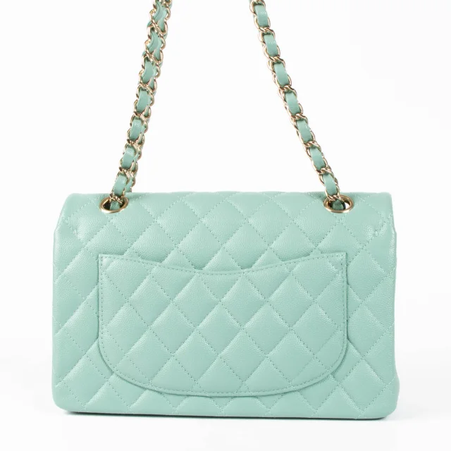 Chanel 21S Tiffany Green Caviar Small Classic Flap Handbag in Green Caviar leather from Labellov, photo 4 of 5